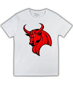 Прикольные футболки: красный бык на белой